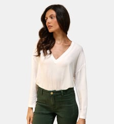 T-shirt manches longues col v uni TARCEL La Petite Etoile