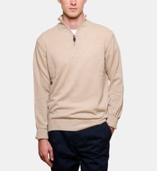 Pull à col zippé en cachemire beige Atelier Privé