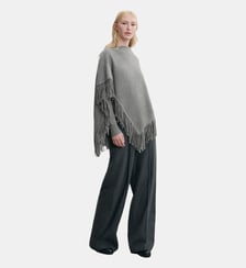 Poncho à franges en cachemire et laine Bompard