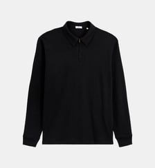 Polo zippé manches longues en coton interlock Serge Blanco