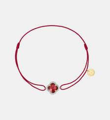 Bracelet, quartz rouge, diamants, cordon rouge, or jaune Morganne Bello