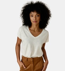 T-shirt manches courtes col v imprimé à rayures MARCELINA La Petite Etoile