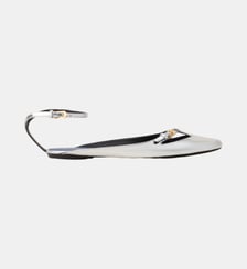 La Ballerine Anklet En Cuir Métallique Lanvin