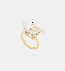 Bague Ballerine, Fleur de Lys et pierre facettée Les Néréides