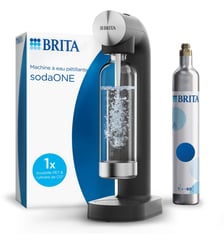 Machine à soda SodaONE noire + 1 cylindre CO2 + 1 bouteille en PET Brita