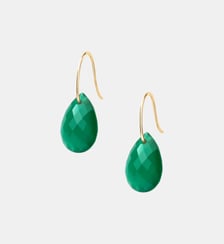Boucles d'oreilles, agate verte, or jaune Morganne Bello