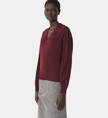 Pull Col V Détail Gros Grain En Mérinos Lanvin