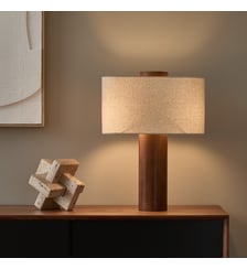 Lampe à poser en frêne teinté noyer et lin AM.PM
