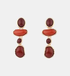 Boucles d'oreilles à cabochons bordeaux Balaboosté