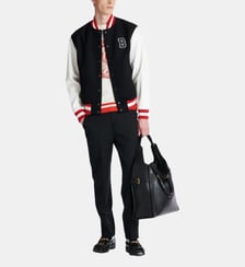 Veste Varsity en laine et faux cuir Balmain