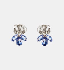 Boucles d'oreilles tiges argentées iris et pierres bleues Les Néréides