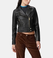 Blouson de motard en cuir nappa Pinko