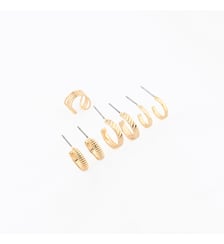 Set de 3 paires de petites créoles + 1 ear cuff doré Balaboosté