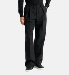 Pantalon à ceinture élastique en laine Balmain