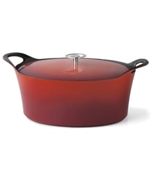 Volcan - Cocotte Ovale 35cm fonte de fer émaillée rouge avec couvercle Cuisinox