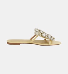 Sandales plates avec strass Rabanne