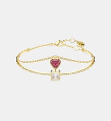 Bracelet-jonc Chroma, Cœur, Rouge, Doré à l’or 18 carats (750/1000) Swarovski