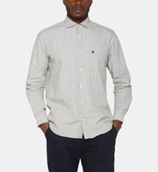 Chemise droite rayée en coton Serge Blanco