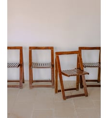 Lot de 4 chaises en bois au design géométrique moderne Claude N°1431- Produit chiné Debongout