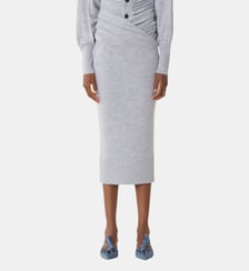 Jupe Midi Drapée En Laine Lanvin