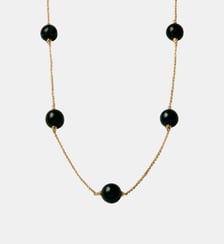 Collier plaqué or jaune avec agate noire et motif sphérique Aristocrazy