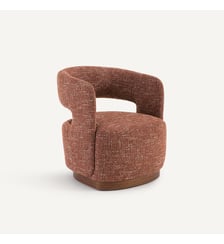 Fauteuil pivotant base noyer tissu texturé AM.PM