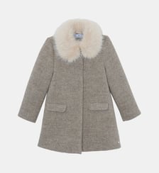 Manteau -  moyen tweed col imitation fourrure Tartine Et Chocolat
