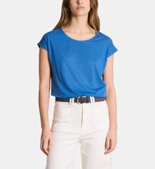 T-shirt droit en lyocell et lin à col rond La Fée Maraboutée