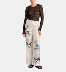 Pantalon misaki en sergé de soie placé Momonì