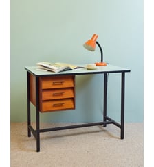 Bureau vintage en bois menthe à l'eau Yvan N°575- Produit chiné Debongout