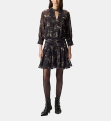 Robe courte en fil coupé à imprimé floral Pinko