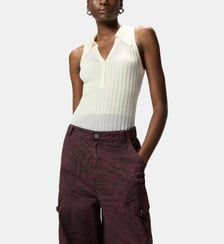 Débardeur style polo en maille côtelée Pinko