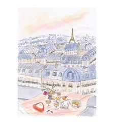 Poster Katharina Puritscher - Parisian Rooftop Picnic With Eiffel Tower Views Poster & Frame