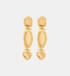 Boucles d'oreilles clips longues   doré à l'or fin - Bysance Satellite