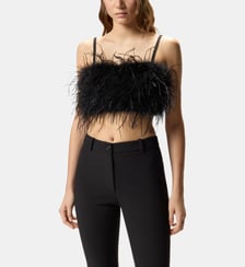 Crop top avec plumes Pinko