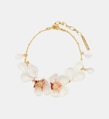 Bracelet fin fleurs blanches du japon et pétales Les Néréides