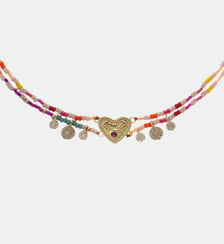Collier multiliens perles et pampilles avec cabochon cœur MYLOVE Hipanema