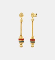 Boucles d'oreilles longues tiges percées   doré à l'or fin - Alicudi Satellite