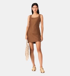 Robe courte en lin mélangé Maje