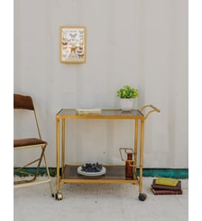 Desserte en verre et laiton doré Anouk N°373- Produit chiné Debongout