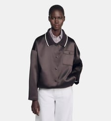 Blouson satiné à col polo Sandro