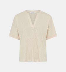 T-shirt col tunisien en lin - MIORA Gerard Darel
