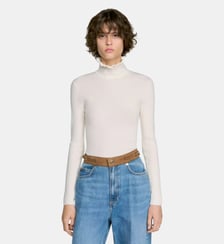 Pull à col roulé volanté en laine Sandro