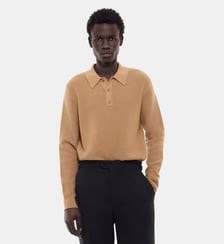 Polo en maille point fantaisie en laine Fursac