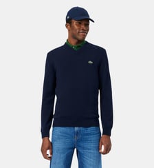 Pull coton uni col V Lacoste