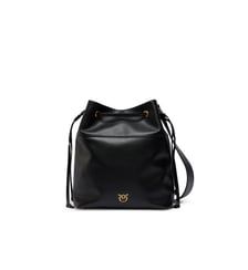 Sac seau porté épaule en cuir avec logo love birds Pinko