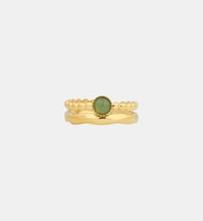 Bague 2 rangs en acier inoxydable et pierre d'Aventurine Balaboosté