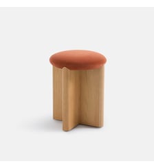 Tabouret, en plaqué chêne et tissu velours La Redoute Interieurs