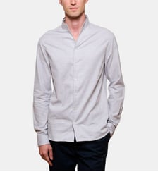 Chemise en flanelle gris col officier coupe droite Atelier Privé