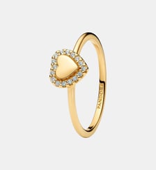 Bague Halo Cœur Gravable Dorée Pandora